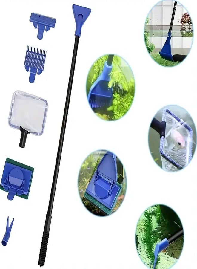 VAYINATO® 5-in-1 Aquarium Cleaning & Maintenance Kit | Includes Fish Net, Algae Scraper, Gravel Rake, Sponge & Plant Fork | Multi-Tool for Fish Tank Care - Image 2